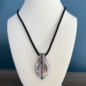 EUC - 18" Black Corded Teardrop Necklace